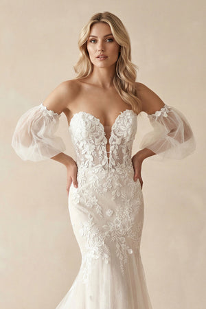 Charming Mermaid Sweetheart Lace Wedding Dresses with Appliques
