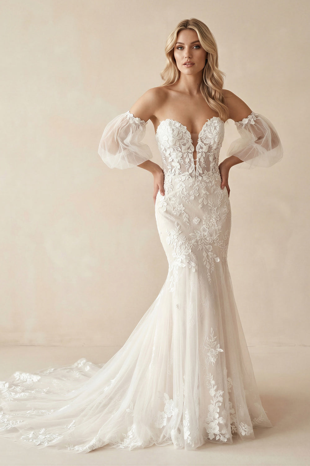 Charming Mermaid Sweetheart Lace Wedding Dresses with Appliques