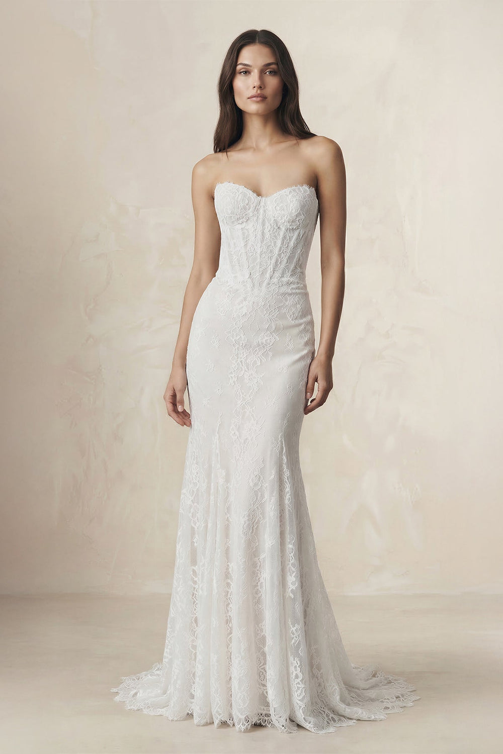 Sweetheart Mermaid Lace Corset Wedding Dress in White - KissProm Wedding Dresses