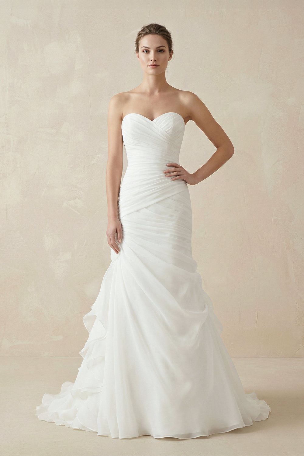 Sweetheart Mermaid Organza Wedding Dress With Ruching and Ruffles - Wedding Dresses by KissProm | Available at KissProm