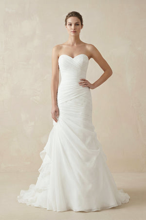 Sweetheart Mermaid Organza Wedding Dress With Ruching and Ruffles - Wedding Dresses by KissProm | Available at KissProm