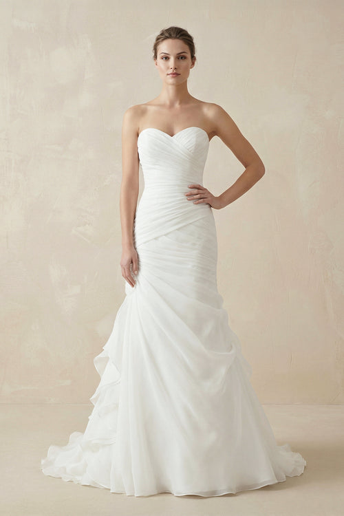 Sweetheart Mermaid Organza Wedding Dress With Ruching and Ruffles - Wedding Dresses by KissProm | Available at KissProm