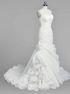 Sweetheart Mermaid Organza Wedding Dress With Ruching and Ruffles - KissProm