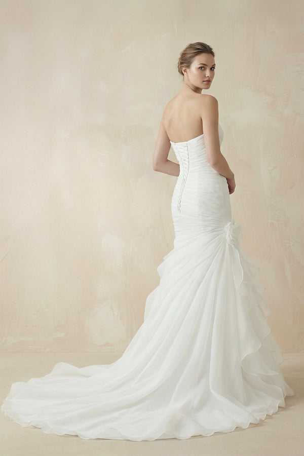 Sweetheart Mermaid Organza Wedding Dress With Ruching and Ruffles - Wedding Dresses by KissProm | Available at KissProm