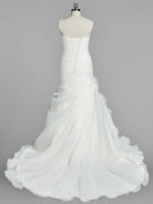 Sweetheart Mermaid Organza Wedding Dress With Ruching and Ruffles - KissProm