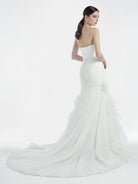 Sweetheart Mermaid Organza Wedding Dress With Ruching and Ruffles - KissProm