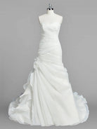 Sweetheart Mermaid Organza Wedding Dress With Ruching and Ruffles - KissProm