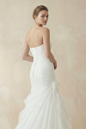 Sweetheart Mermaid Organza Wedding Dress With Ruching and Ruffles - Wedding Dresses by KissProm | Available at KissProm