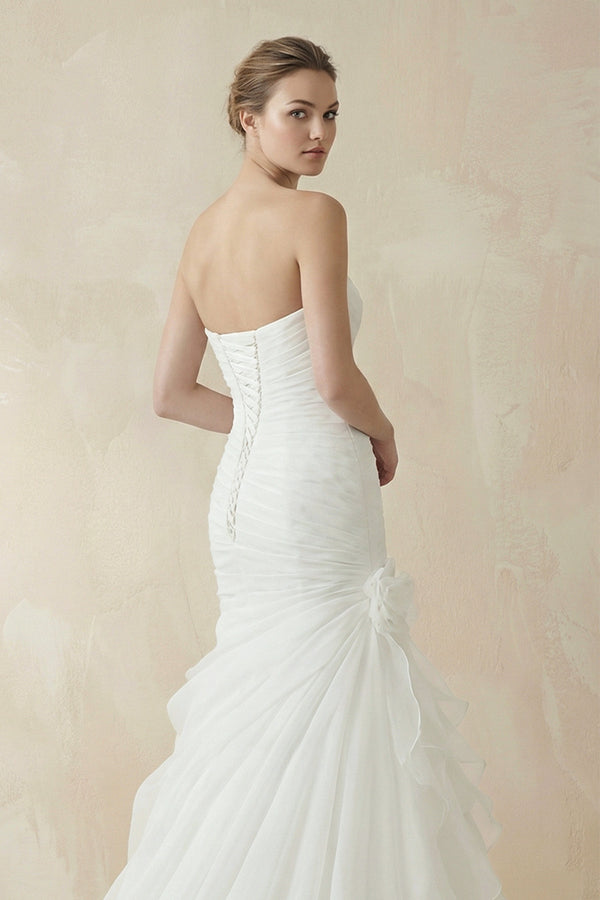 Sweetheart Mermaid Organza Wedding Dress With Ruching and Ruffles - Wedding Dresses by KissProm | Available at KissProm