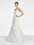 Sweetheart Mermaid Organza Wedding Dress With Ruching and Ruffles - KissProm