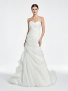 Sweetheart Mermaid Organza Wedding Dress With Ruching and Ruffles - KissProm