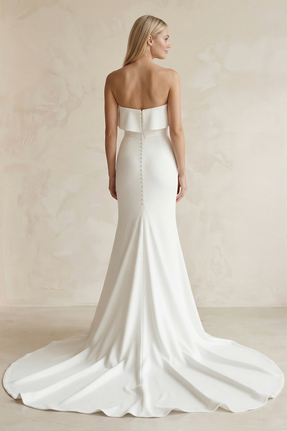 Simple Mermaid Sweetheart White Satin Wedding Dresses – Wedding Dresses by KissProm | Available at KissProm