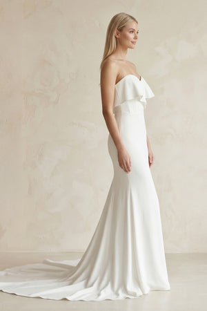 Simple Mermaid Sweetheart White Satin Wedding Dresses – Wedding Dresses by KissProm | Available at KissProm
