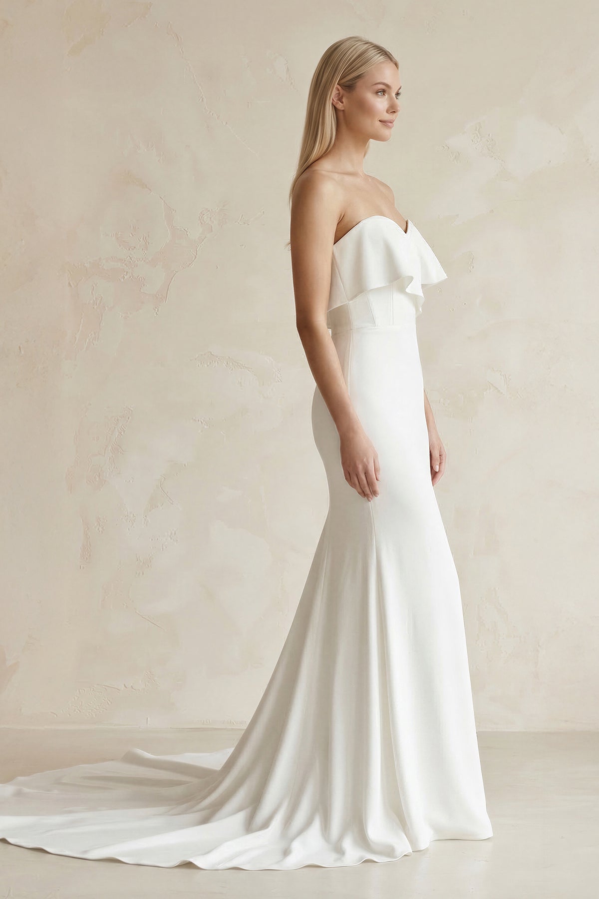 wedding dress mermaid ruffles Simple Mermaid Sweetheart White Satin Wedding Dresses, Diamond White / 12