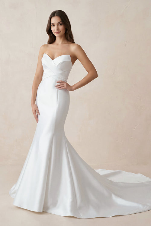 Mermaid Strapless Satin Wedding Dresses – Wedding Dresses by KissProm | Available at KissProm