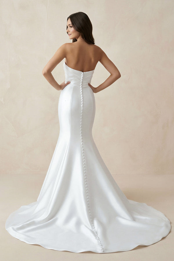 Mermaid Strapless Satin Wedding Dresses – Wedding Dresses by KissProm | Available at KissProm