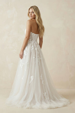 Sweetheart Spaghetti Straps Tulle A-Line With Train Wedding Dress– Wedding Dresses by KissProm | Available at KissProm
