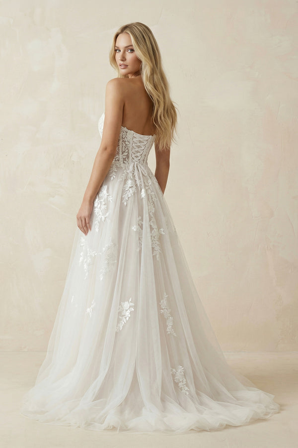 Sweetheart Spaghetti Straps Tulle A-Line With Train Wedding Dress– Wedding Dresses by KissProm | Available at KissProm