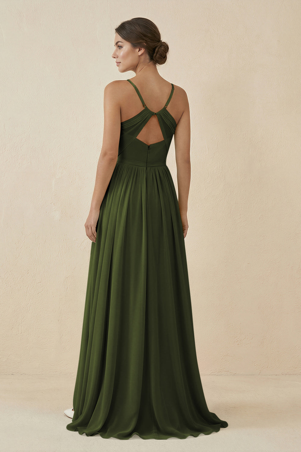Sweetheart A - Line Chiffon Bridesmaid Dress in Olive- KISSPROM Bridesmaid Dresses