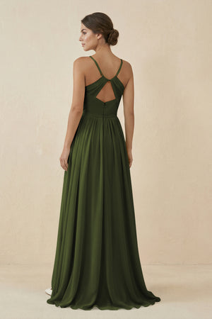 Sweetheart A - Line Chiffon Bridesmaid Dress in Olive- KISSPROM Bridesmaid Dresses