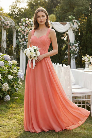 Sweetheart Pleated A-Line Chiffon Bridesmaid Dress in Wild Rose - KissProm Bridesmaid Dresses