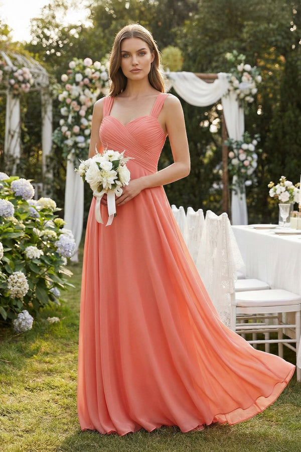 Sweetheart Pleated A-Line Chiffon Bridesmaid Dress in Wild Rose - KissProm Bridesmaid Dresses