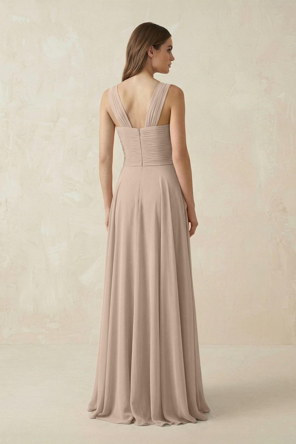Sweetheart Pleated A - Line Chiffon Bridesmaid Dress in Almond - KissProm Bridesmaid Dresses