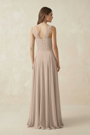 Sweetheart Pleated A - Line Chiffon Bridesmaid Dress in Almond - KissProm Bridesmaid Dresses
