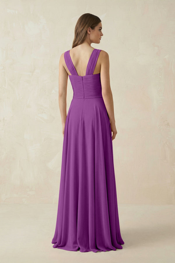 Sweetheart Pleated A - Line Chiffon Bridesmaid Dress in Amethyst - KissProm Bridesmaid Dresses