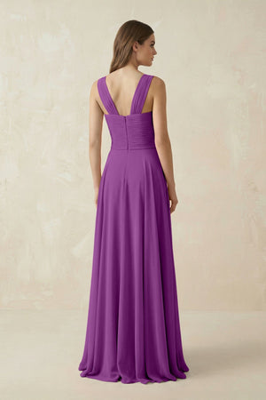 Sweetheart Pleated A - Line Chiffon Bridesmaid Dress in Amethyst - KissProm Bridesmaid Dresses
