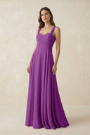 Sweetheart Pleated A - Line Chiffon Bridesmaid Dress in Amethyst - KissProm Bridesmaid Dresses