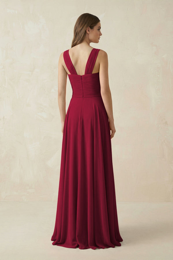 Sweetheart Pleated A - Line Chiffon Bridesmaid Dress in Berry - KissProm Bridesmaid Dresses