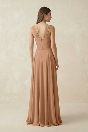Sweetheart Pleated A - Line Chiffon Bridesmaid Dress in Bronzer - KissProm Bridesmaid Dresses