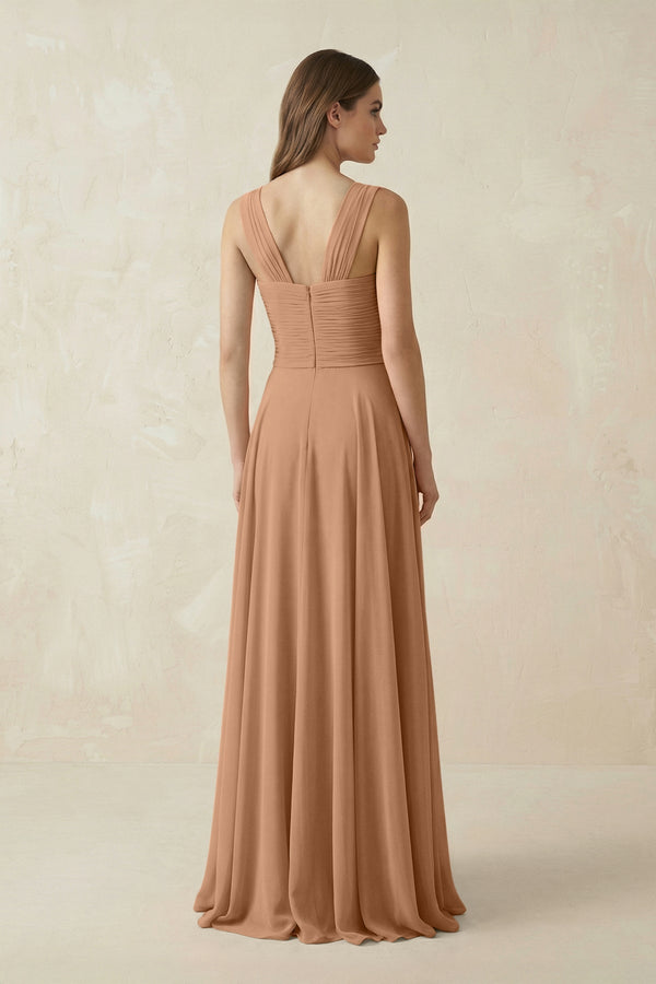 Sweetheart Pleated A - Line Chiffon Bridesmaid Dress in Bronzer - KissProm Bridesmaid Dresses