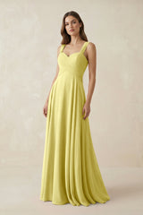 Sweetheart Pleated A - Line Chiffon Bridesmaid Dress in Buttercup - KissProm Bridesmaid Dresses