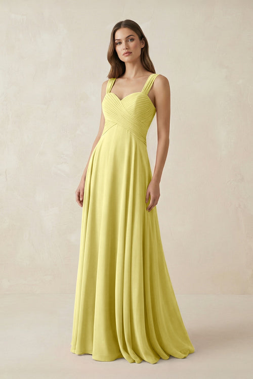 Sweetheart Pleated A - Line Chiffon Bridesmaid Dress in Buttercup - KissProm Bridesmaid Dresses