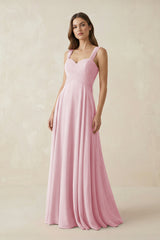 Sweetheart Pleated A - Line Chiffon Bridesmaid Dress in Candy Pink - KissProm Bridesmaid Dresses