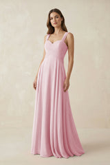 Sweetheart Pleated A - Line Chiffon Bridesmaid Dress in Candy Pink - KissProm Bridesmaid Dresses