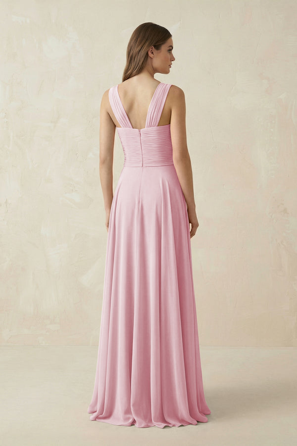 Sweetheart Pleated A - Line Chiffon Bridesmaid Dress in Candy Pink - KissProm Bridesmaid Dresses