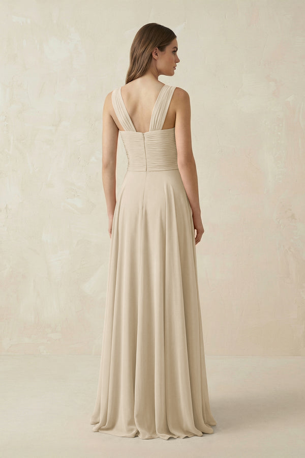 Sweetheart Pleated A - Line Chiffon Bridesmaid Dress in Champagne - KissProm Bridesmaid Dresses