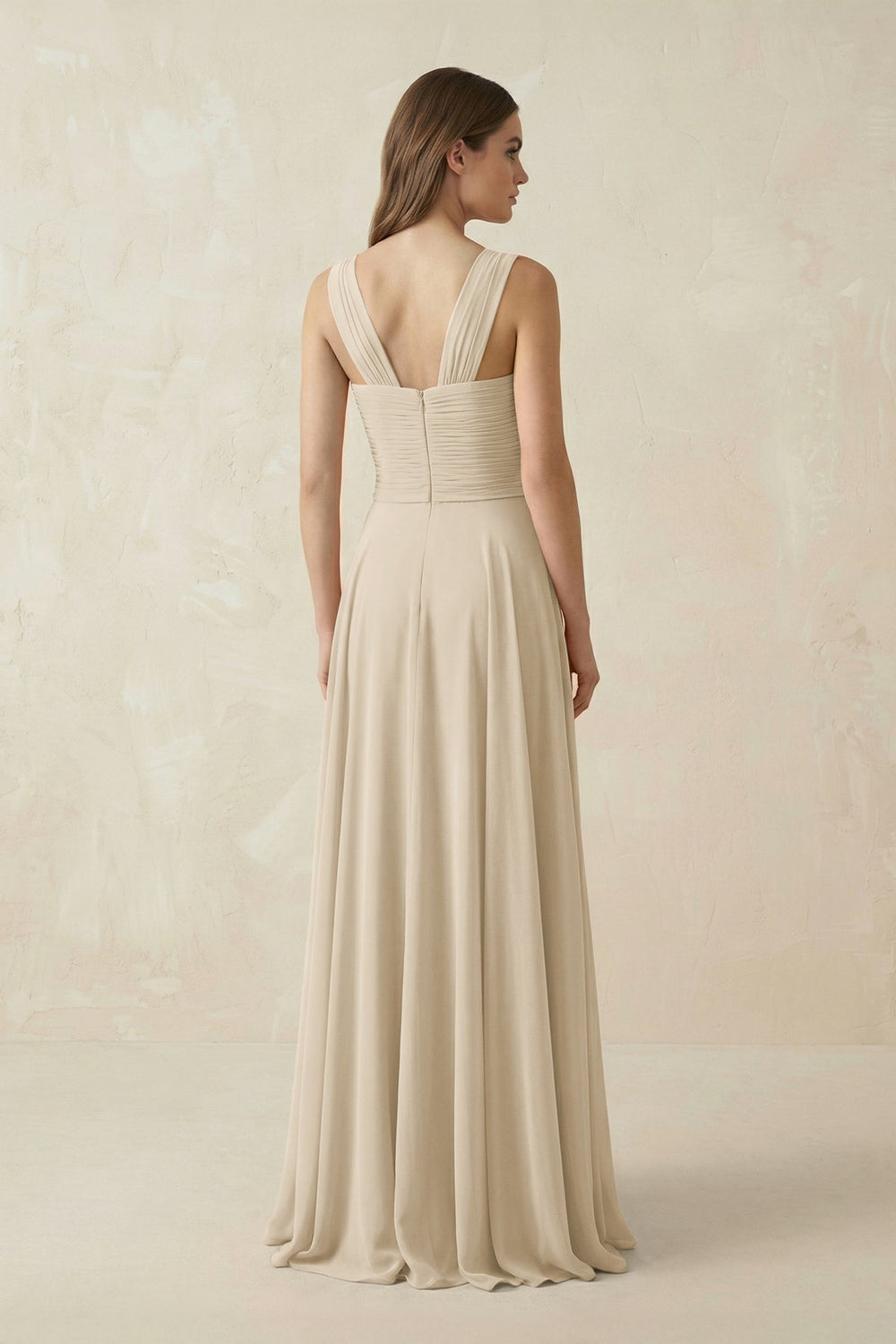 Sweetheart Pleated A - Line Chiffon Bridesmaid Dress in Champagne - KissProm Bridesmaid Dresses