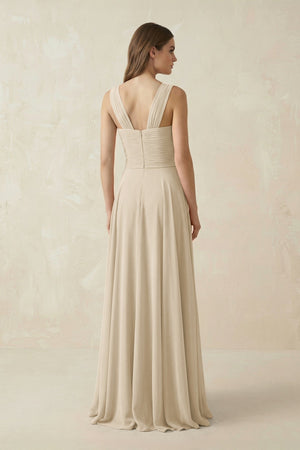 Sweetheart Pleated A - Line Chiffon Bridesmaid Dress in Champagne - KissProm Bridesmaid Dresses