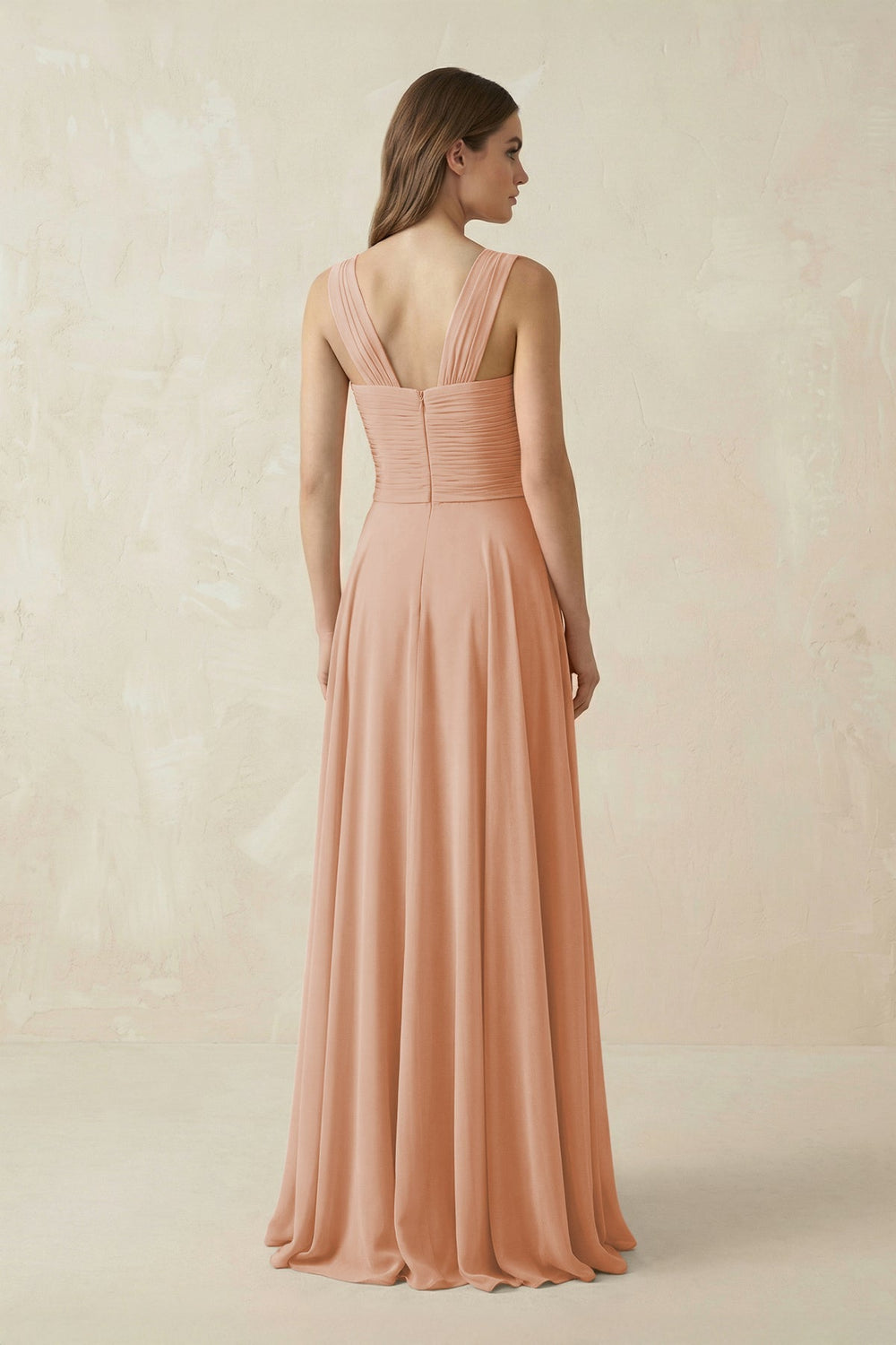 Sweetheart Pleated A - Line Chiffon Bridesmaid Dress in Champagne Rose - KissProm Bridesmaid Dresses