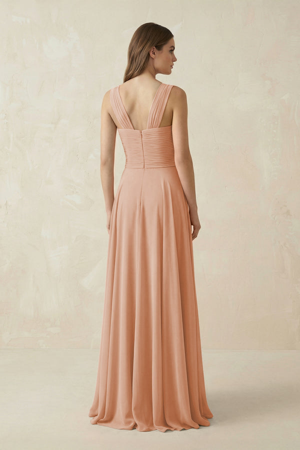 Sweetheart Pleated A - Line Chiffon Bridesmaid Dress in Champagne Rose - KissProm Bridesmaid Dresses