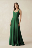 Sweetheart Pleated A - Line Chiffon Bridesmaid Dress in Dark Green - KissProm Bridesmaid Dresses