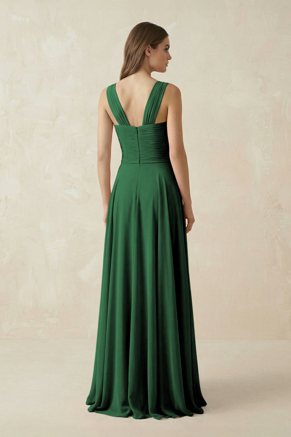 Sweetheart Pleated A - Line Chiffon Bridesmaid Dress in Dark Green - KissProm Bridesmaid Dresses