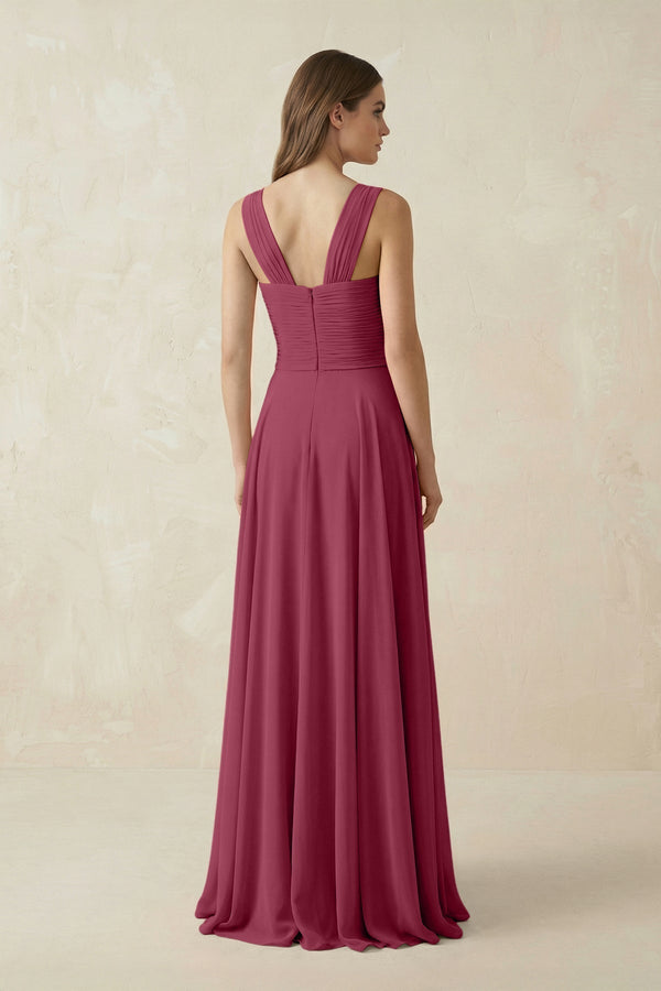 Sweetheart Pleated A - Line Chiffon Bridesmaid Dress in Desert Rose - KissProm Bridesmaid Dresses