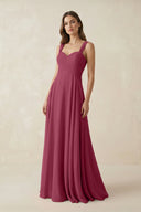 Sweetheart Pleated A - Line Chiffon Bridesmaid Dress in Desert Rose - KissProm Bridesmaid Dresses