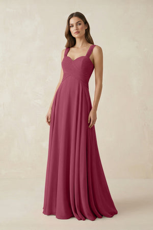 Sweetheart Pleated A - Line Chiffon Bridesmaid Dress in Desert Rose - KissProm Bridesmaid Dresses