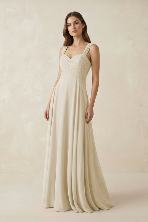 Sweetheart Pleated A - Line Chiffon Bridesmaid Dress in Dove Gray - KissProm Bridesmaid Dresses